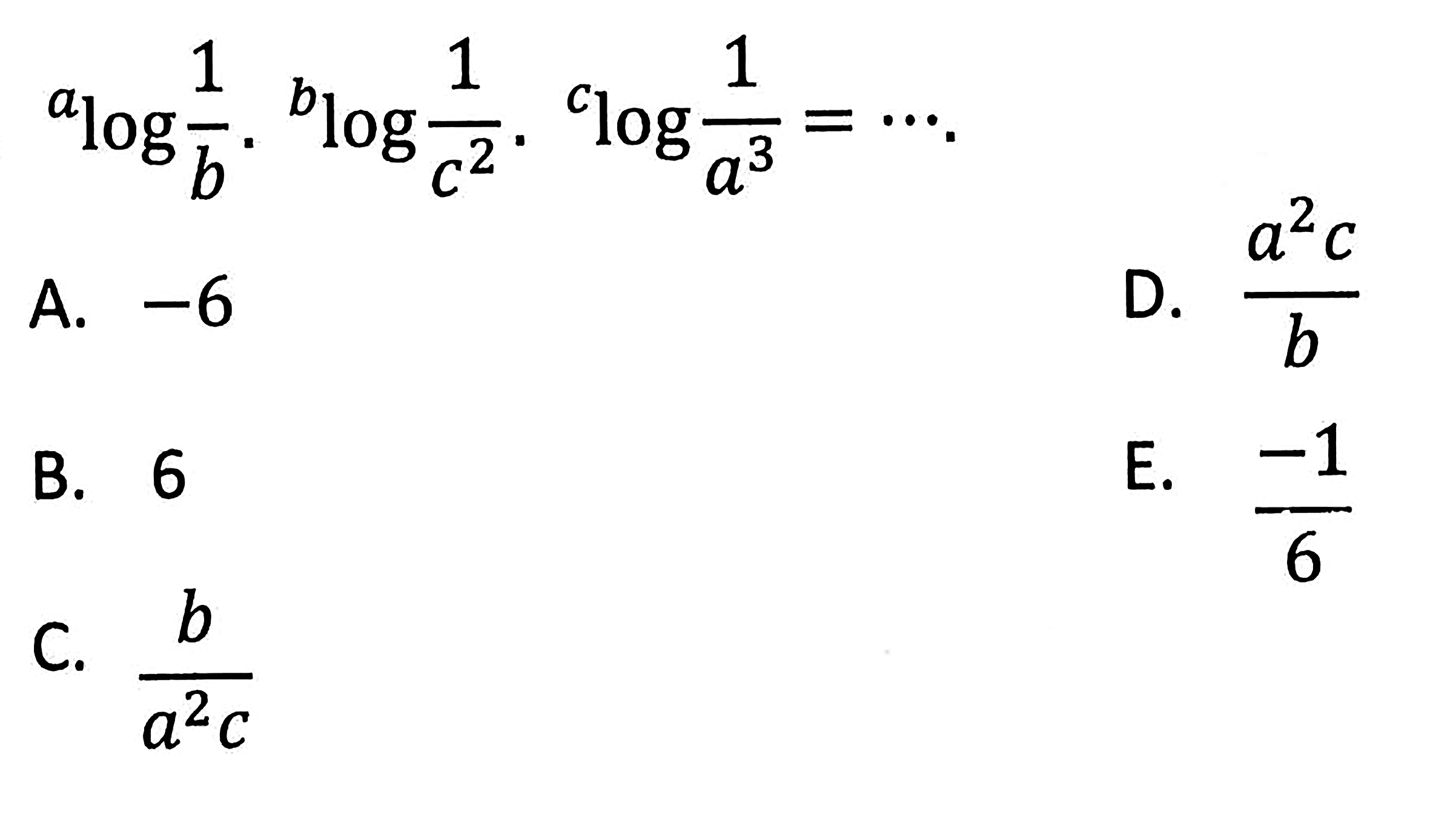 alog(1/b).blog(1/c^2).clog(1/a^3)= ....