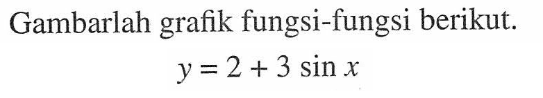 Gambarlah grafik fungsi-fungsi berikut. y=2+3 sin x