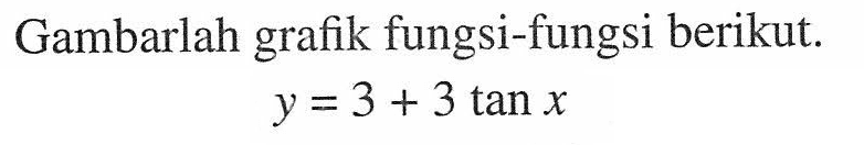 Gambarlah grafik fungsi-fungsi berikut. y=3+3tan x