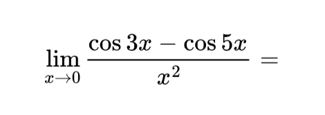 lim x->0 (cos 3x-cos 5x)/(x^2)=