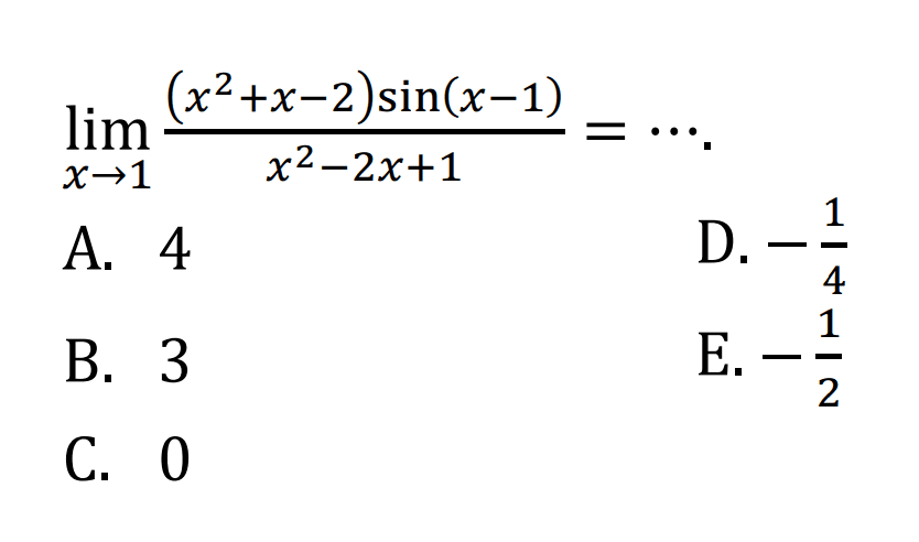 lim x->1 ((x^2+x-2)sin(x-1))/(x^2-2x+1)= ...