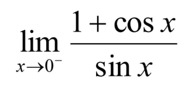 limit x->0^- (1+cos x)/(sin x)