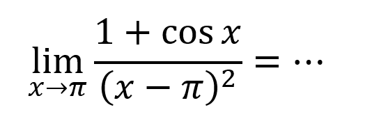 limit x->pi (1+cos x)/((x-pi)^2)= ...