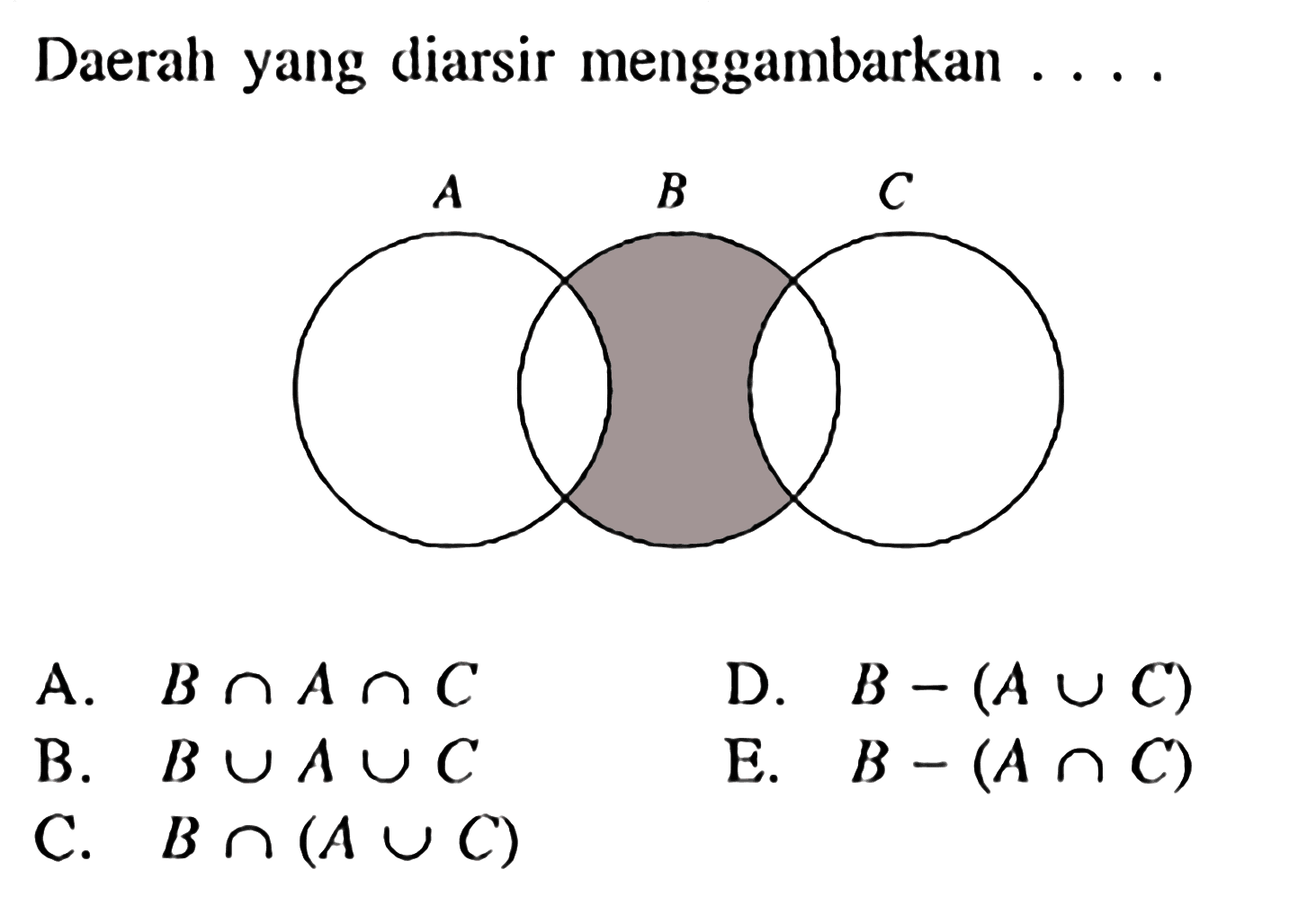 Daerah yang diarsir menggambarkan .. A B C