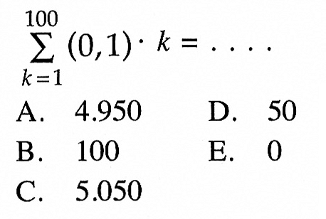 sigma k=1 100 (0,1) . k=...