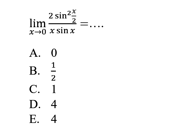 lim x->0 (2 sin^2 2X/x sinX)