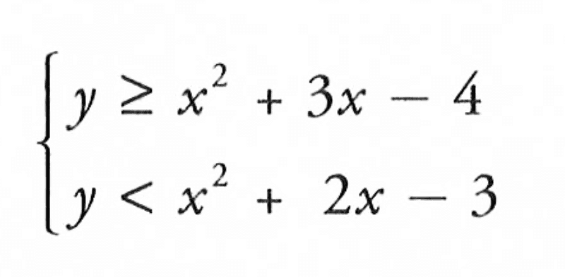 y >= x^2+3x-4 y<x^2+2x-3