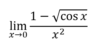 limit x -> 0 ((1-akar(cos x))/(x^2))