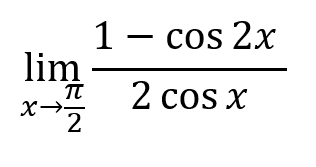 lim x->pi/2 (1-cos2x)/(2cos x)