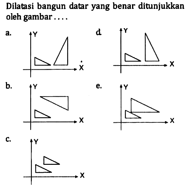 Dilatasi bangun datar yang benar ditunjukkan oleh gambar ....