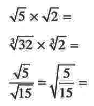 akar(5)xakar(2)= 32^(1/3)x2^(1/3)= akar(5)/akar(15)=akar(5/15)=