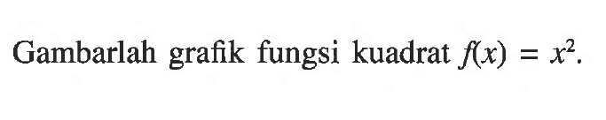 Gambarlah grafik fungsi kuadrat f(x) = x^2