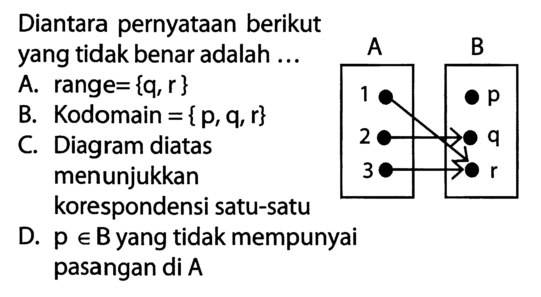 Diantara pernyataan berikut yang tidak benar adalah ....