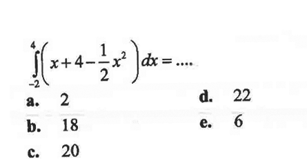 integral -2 4 (x+4-1/2 x^2) dx=...
