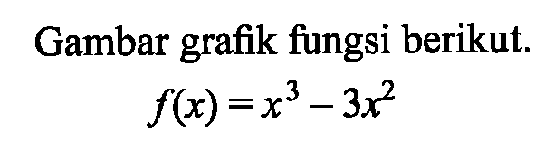 Gambar grafik fungsi berikut. f(x) = x^3 - 3x^2