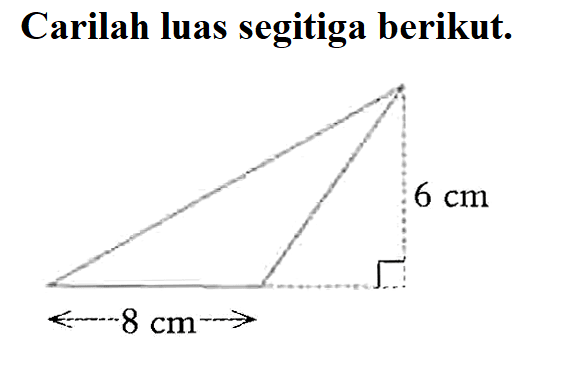 Carilah luas segitiga berikut. 8 cm 6 cm