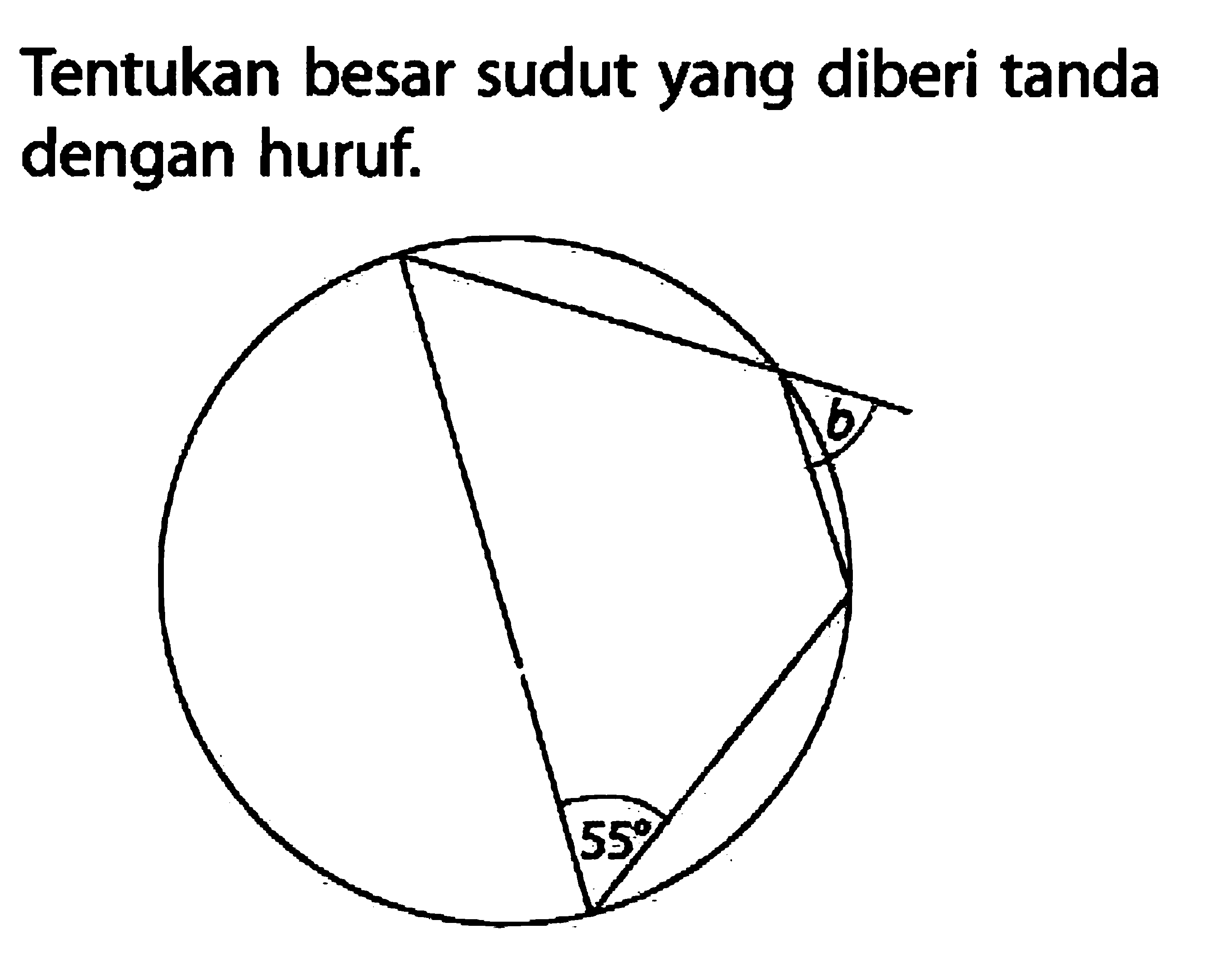 Tentukan besar sudut yang diberi tanda dengan huruf.