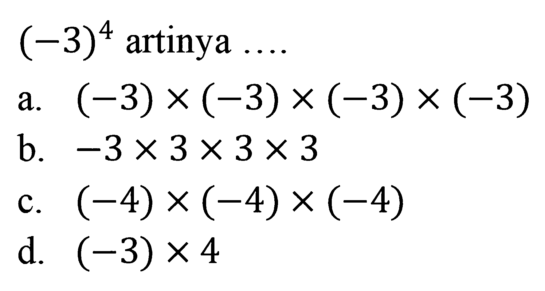 (-3)^4 artinya