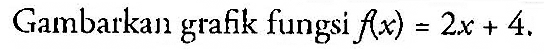 Gambarkan grafik fungsi f(x) = 2x + 4.