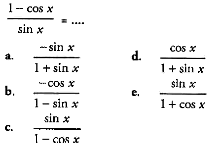 (1-cos x)/sin x=