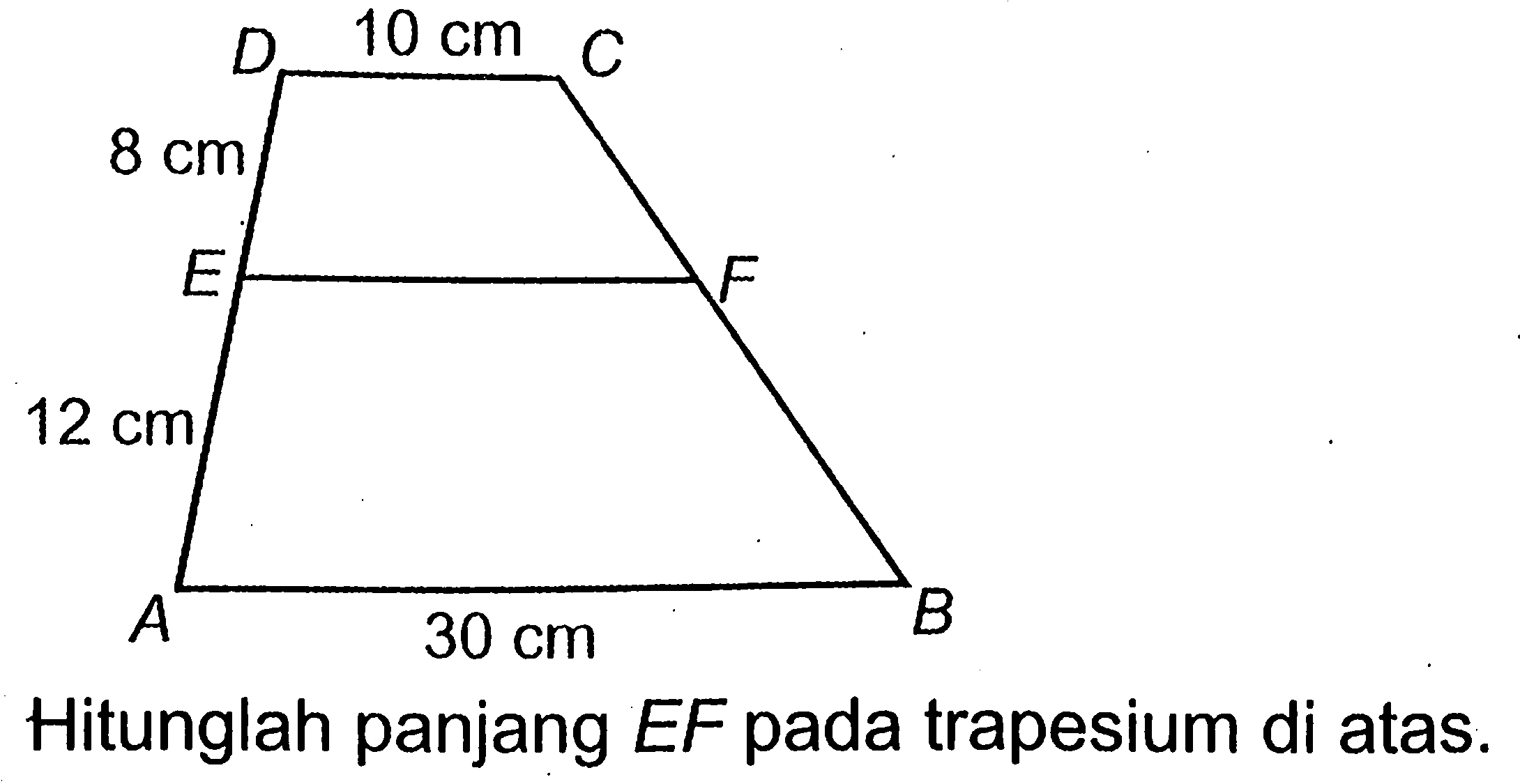 Hitunglah panjang EF pada trapesium di atas.