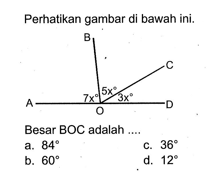 Perhatikan gambar di bawah ini.Besar BOC adalah ....