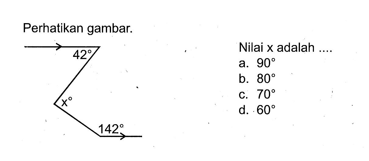 Perhatikan gambar. 42 x 142 Nilai x adalah ....