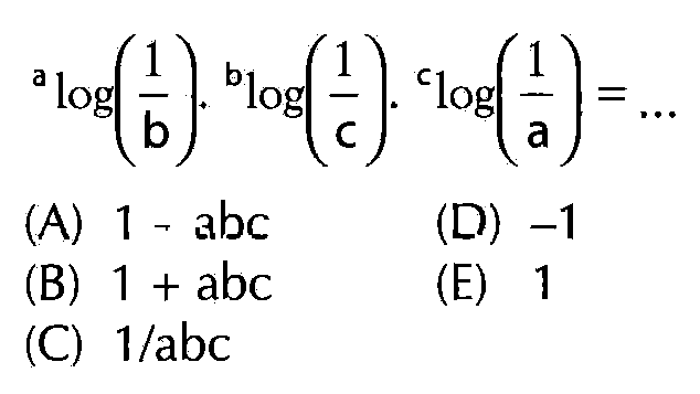 alog(1/b) . blog(1/c) . clog(1/a) = ...