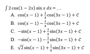 integral 2 cos (1-2x) sin x dx= ....