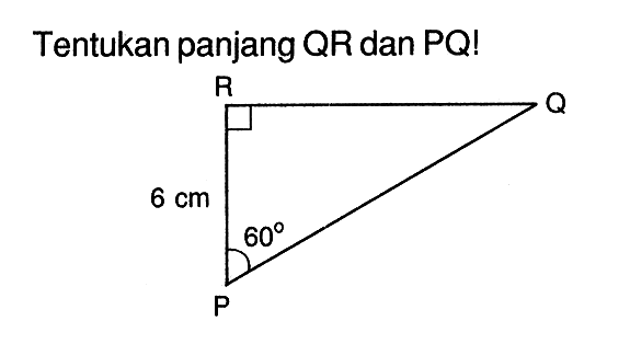 Tentukan panjang QR dan PQ! R Q P 6 cm 60