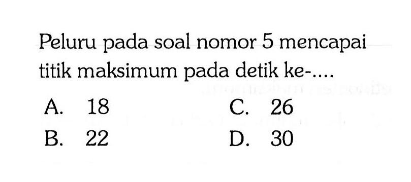 Peluru pada soal nomor 5 mencapai titik maksimum pada detik ke-....