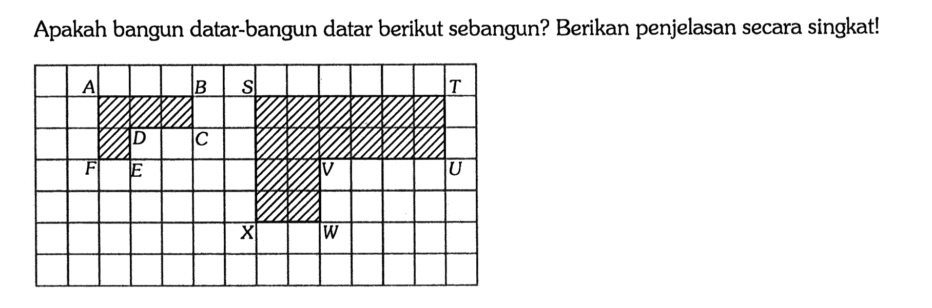 Apakah bangun datar-bangun datar berikut sebangun? Berikan penjelasan secara singkat!