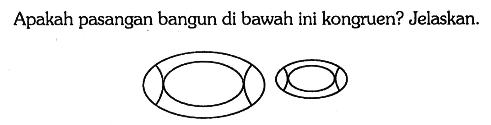 Apakah pasangan bangun di bawah ini kongruen? Jelaskan.