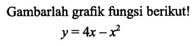 Gambarlah grafik fungsi berikut!y=4x-x^2 