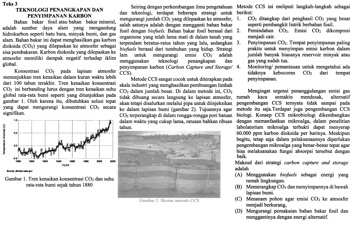 Maksud dari strategi carbon capture and storage adalah