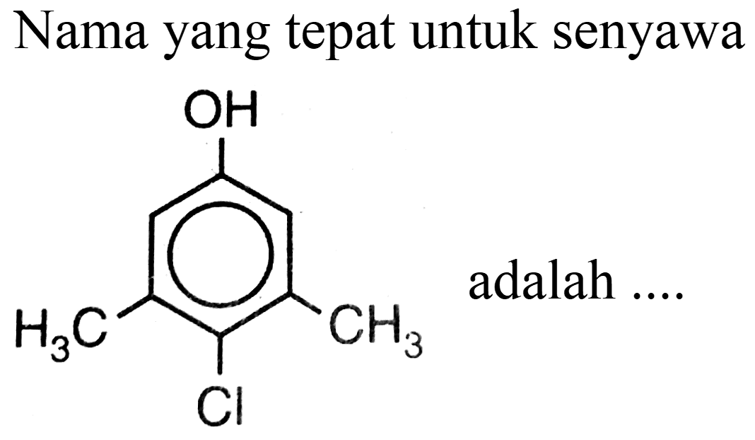 Nama yang tepat untuk senyawa
H3C OH CH3 Cl
adalah ....