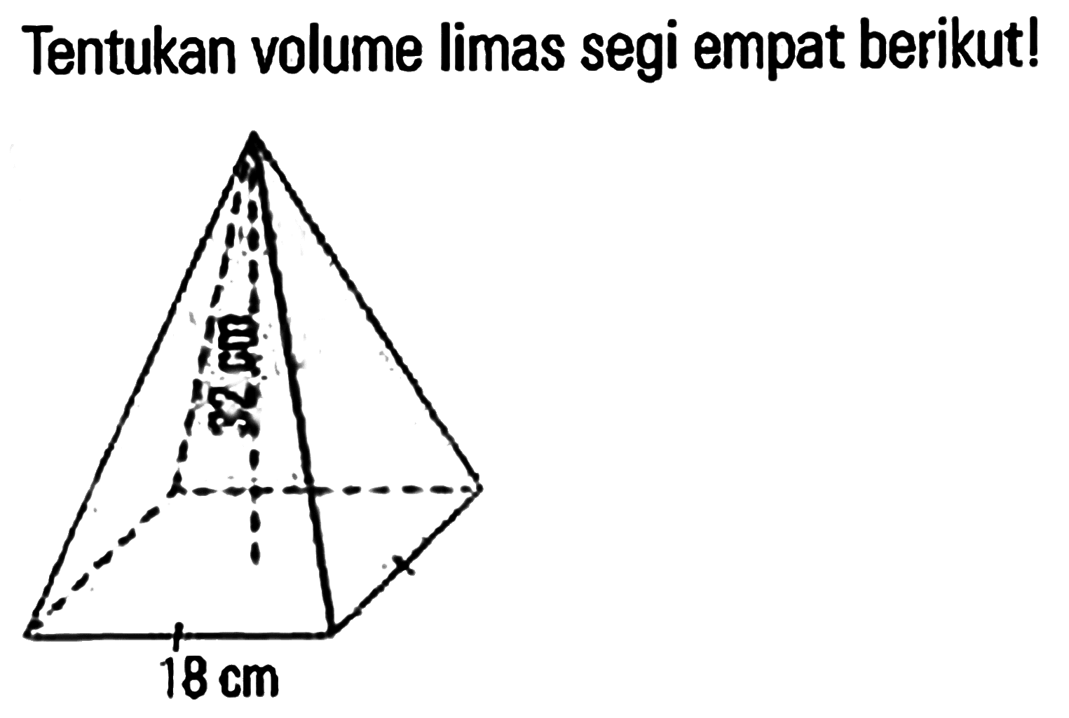 Tentukan volume limas segi empat berikut!