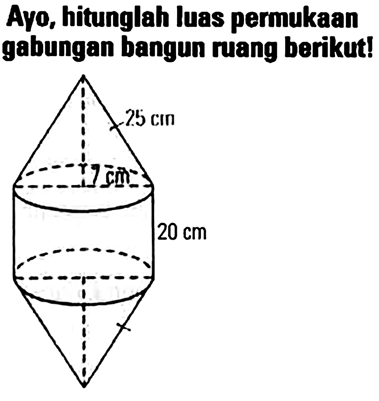 Ayo, hitunglah Iuas permukaan gabungan bangun ruang berikut!