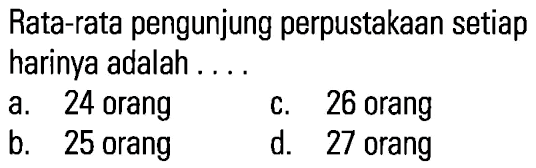 Rata-rata pengunjung perpustakaan setiap harinya adalah ....
