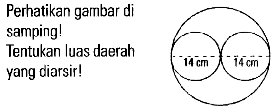 Perhatikan gambar di samping! Tentukan luas daerah yang diarsir!