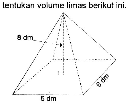 tentukan volume limas berikut ini. 8 dm_ dm 6 dm