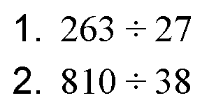 1. 263 : 27 2. 810 : 38