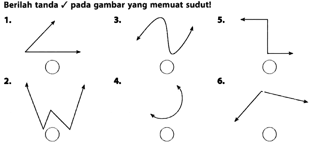 Berilah tanda v pada gambar yang memuat sudut!