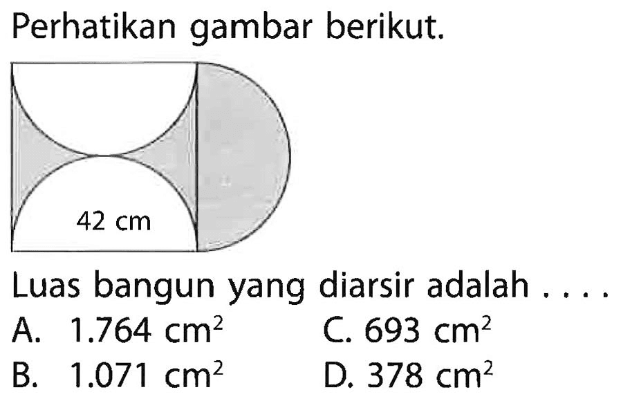 Perhatikan gambar berikut. Luas bangun yang diarsir adalah