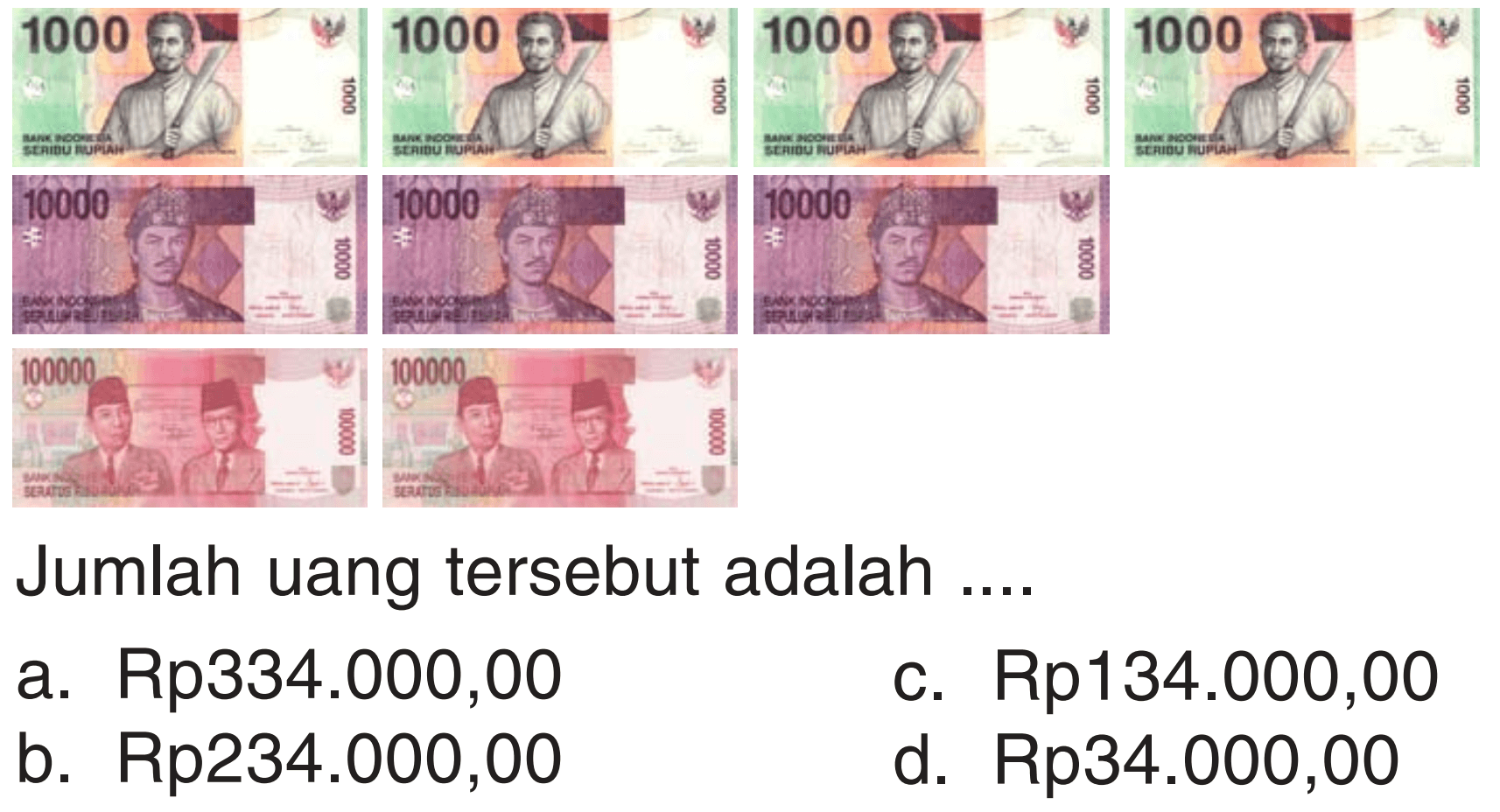 Jumlah uang tersebut adalah ....
