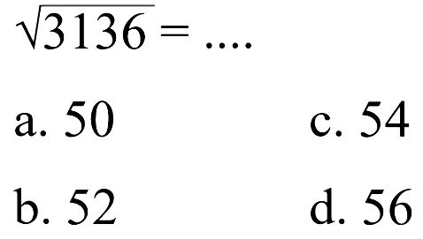 akar(3136) = ...