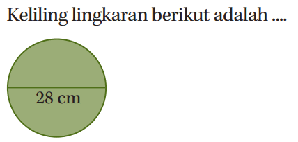 Keliling lingkaran berikut adalah... 28 cm