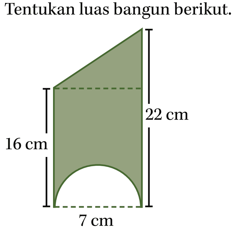 Tentukan luas bangun berikut. 22 cm 16 cm 7 cm