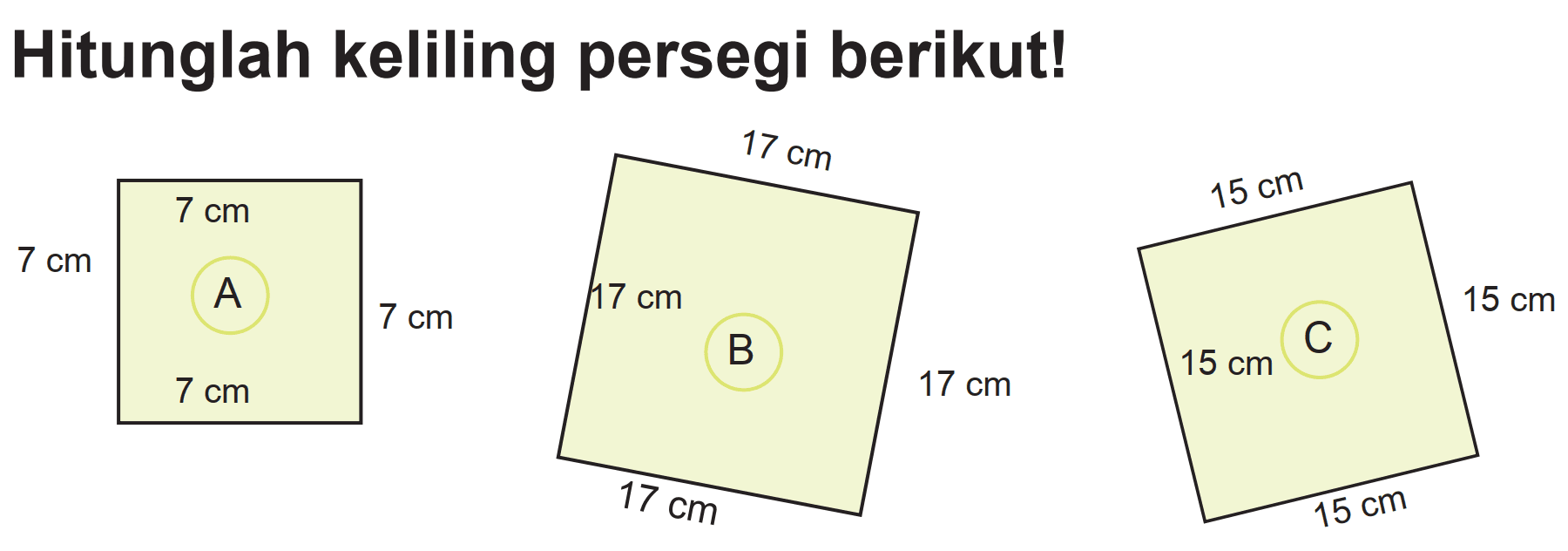 Hitunglah keliling persegi berikut!