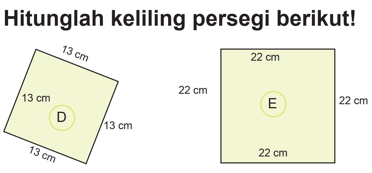 Hitunglah keliling persegi berikut!